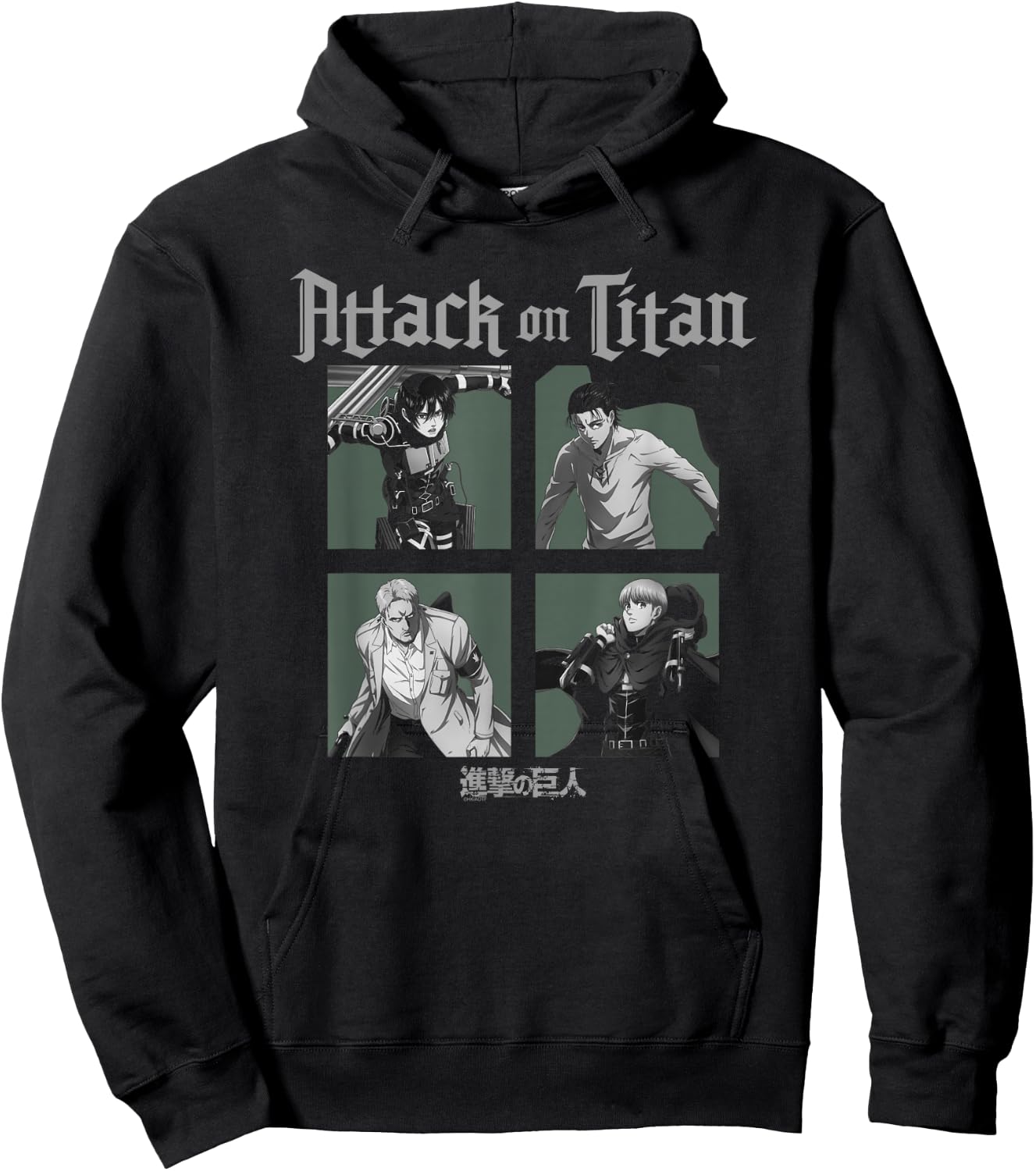 Attack on Titan Season 4 Character Portrait Squares Anime Hoodie - Hoodie | Black