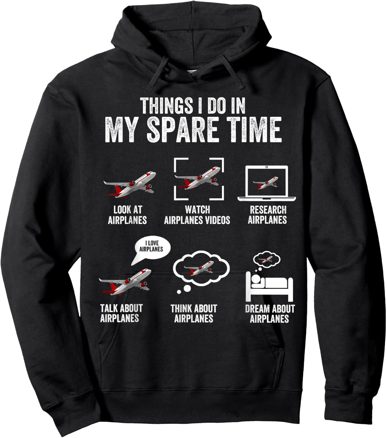 Things I do in my spare time Airplane Lover Pilot Aviation Hoodie - Hoodie | Black
