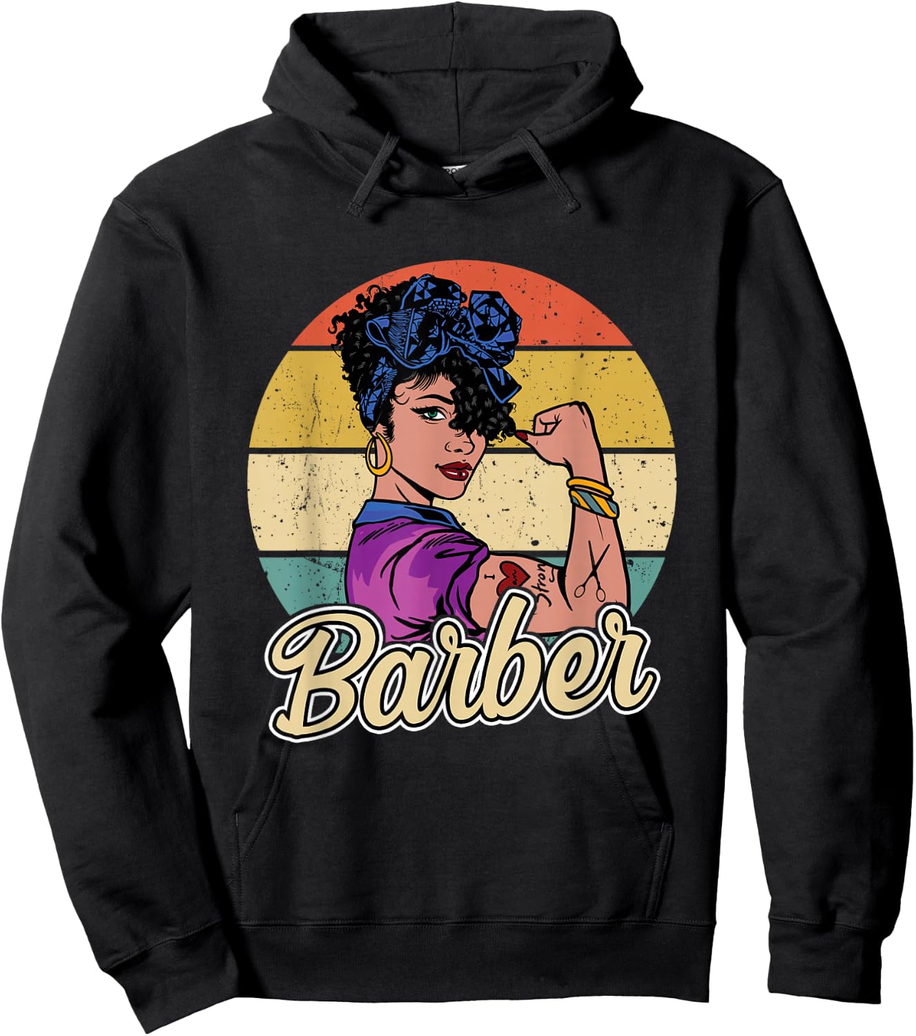 Barber Girl Vintage Barber Gift Hoodie - Hoodie | Black