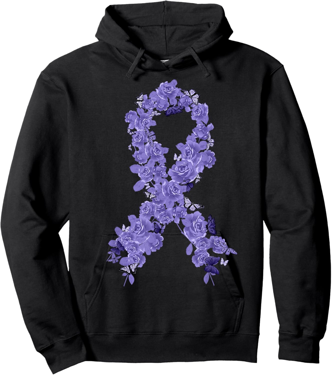 Violet Ribbon Hodgkin Lymphoma Awareness Hoodie - Hoodie | Black