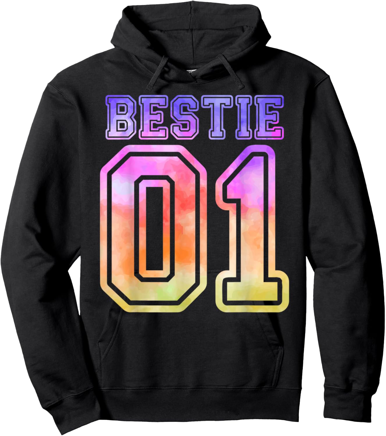Funny BFF 01 Best Friend Matching Bestie Tie Dye Hoodie - Hoodie | Black