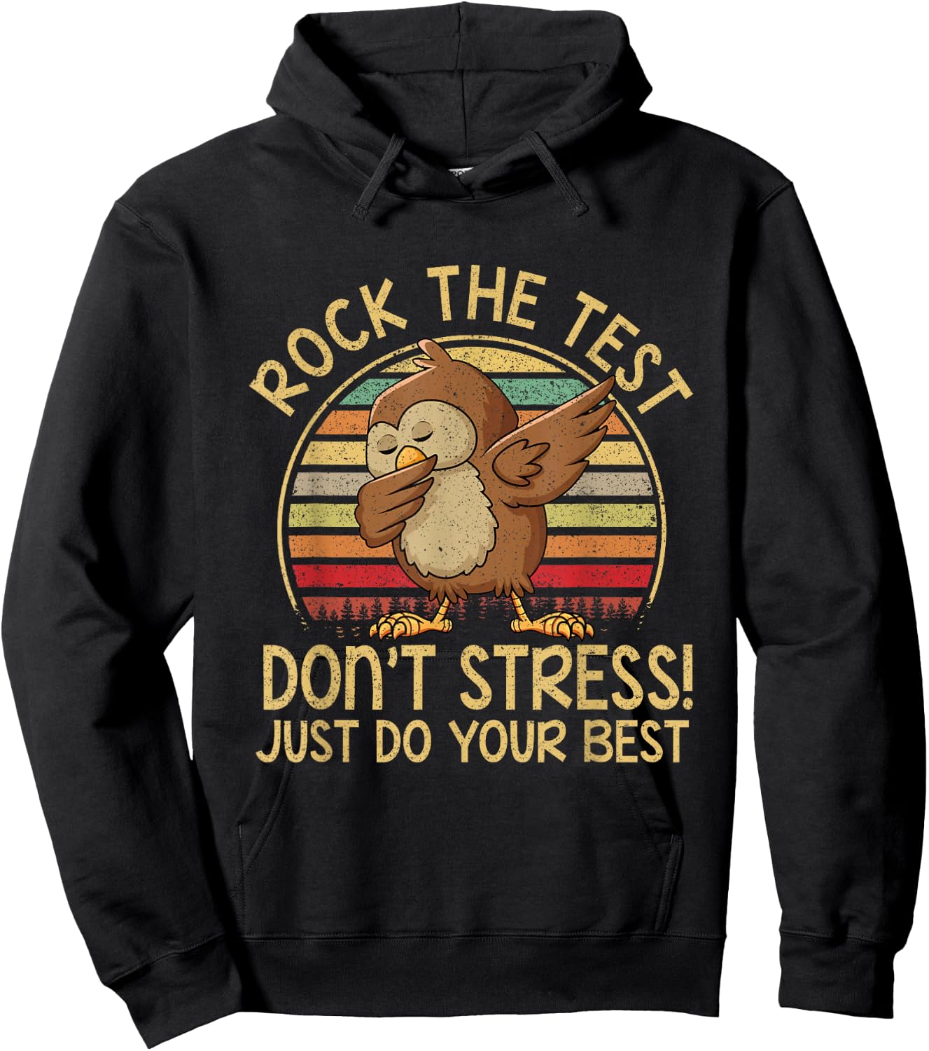 Dabbing Owl Rock The Test, Retro Vintage Testing Day Teacher Hoodie - Hoodie | Black