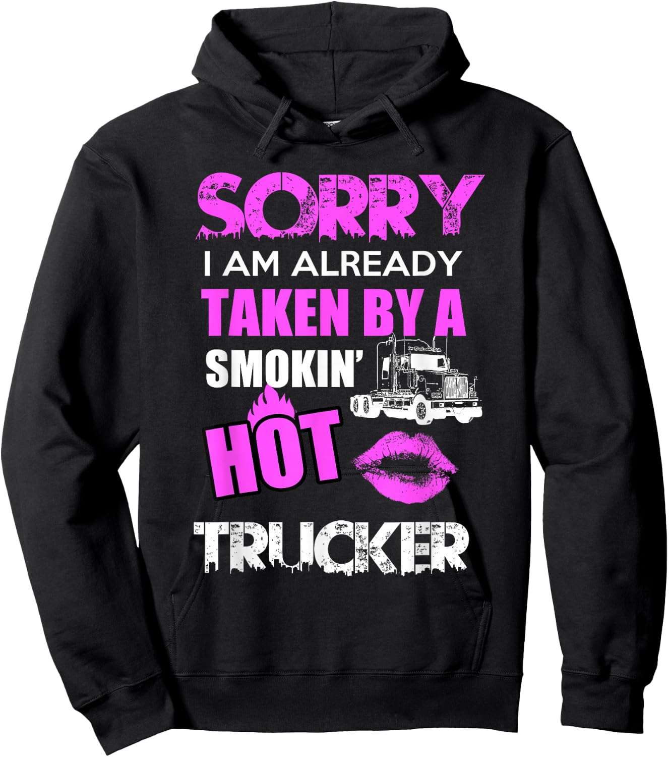 Funny Truck Driver Trucker Wife Girlfriend Husband Gift Hoodie - Hoodie | Black