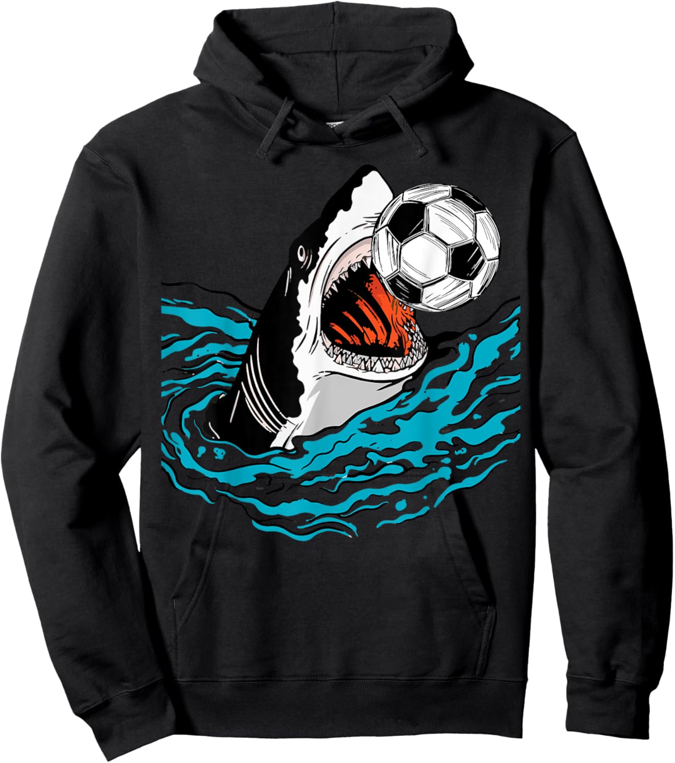 Soccer Shark Playing Ball Cool Animal Sports Lovers Gifts Hoodie - Hoodie | Black
