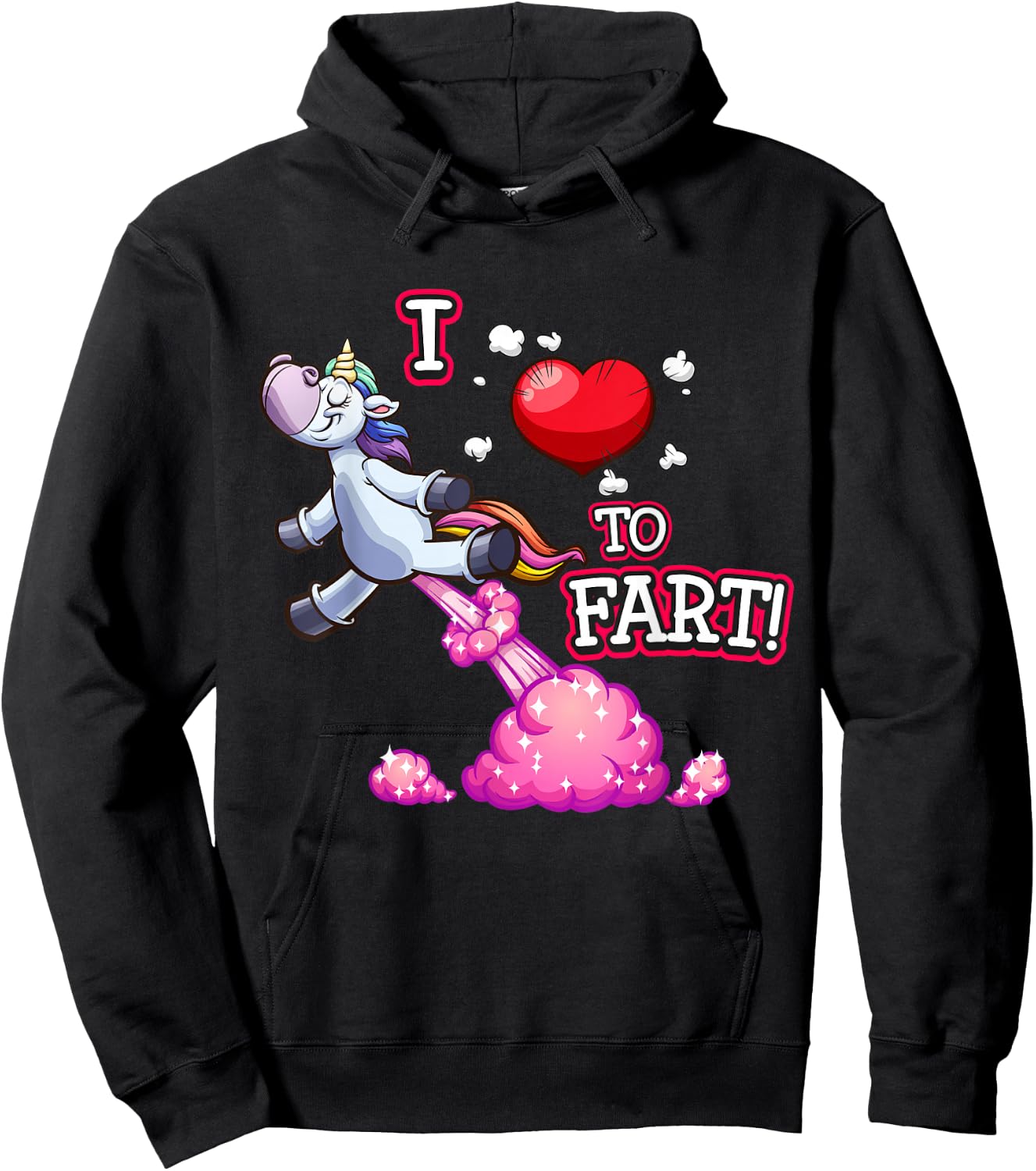 I Love to Fart a Unicorn Love Fart I Heart Fart Hoodie - Hoodie | Black