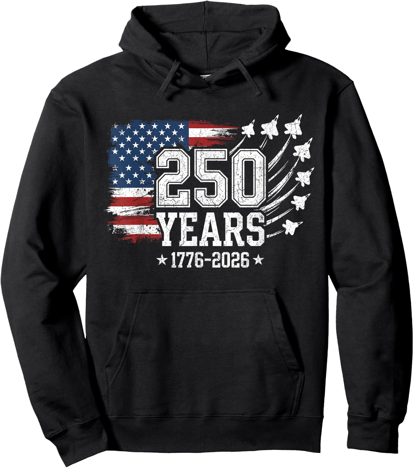 250 Years 250th Anniversary American Flag USA 4th of July Hoodie - Hoodie | Black