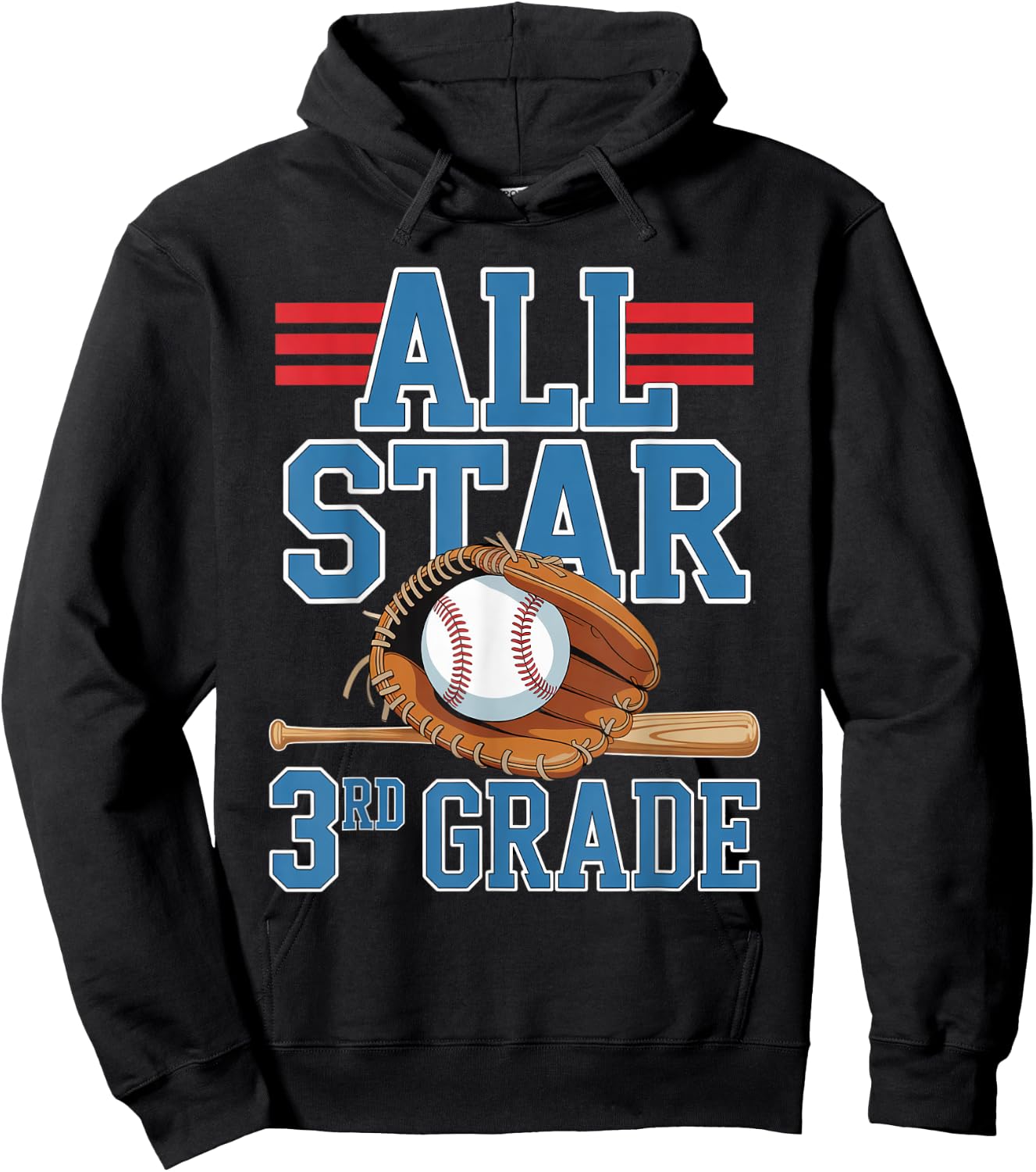 All Star 3rd Grade With Baseball Player First Day Of School Hoodie - Hoodie | Black