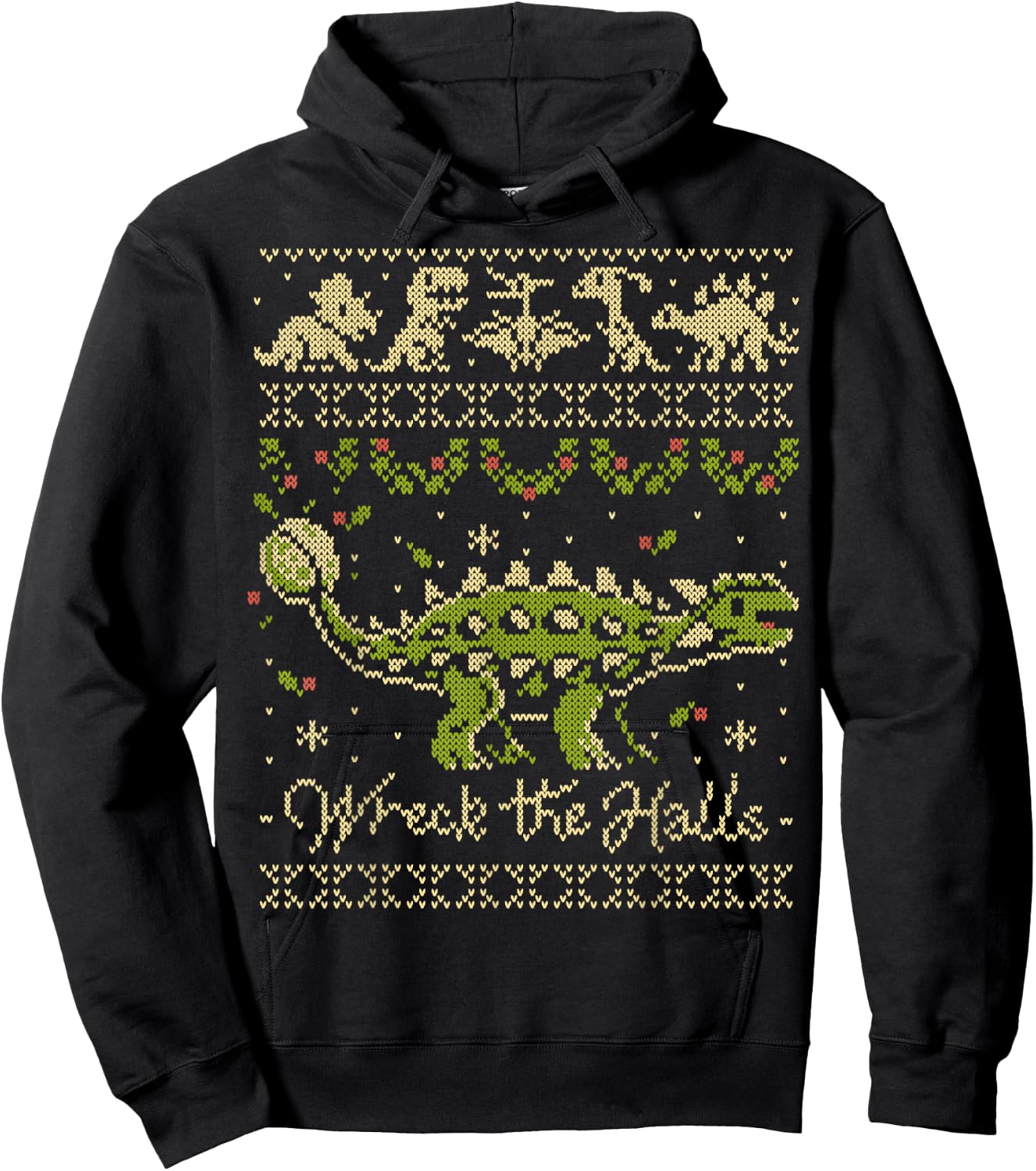 Ankylosaurus Dinosaur Christmas Sweater Hoodie - Hoodie | Black