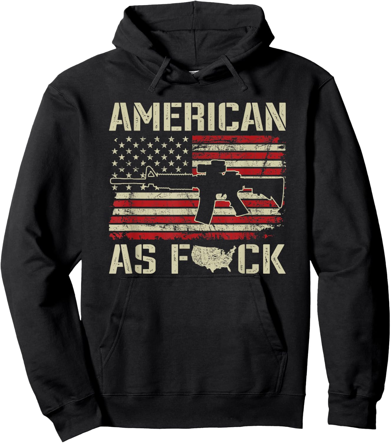 American As F#CK - AR15 Rifle Patriotic Pro Gun Rights USA Men Hoodie - Hoodie | Black