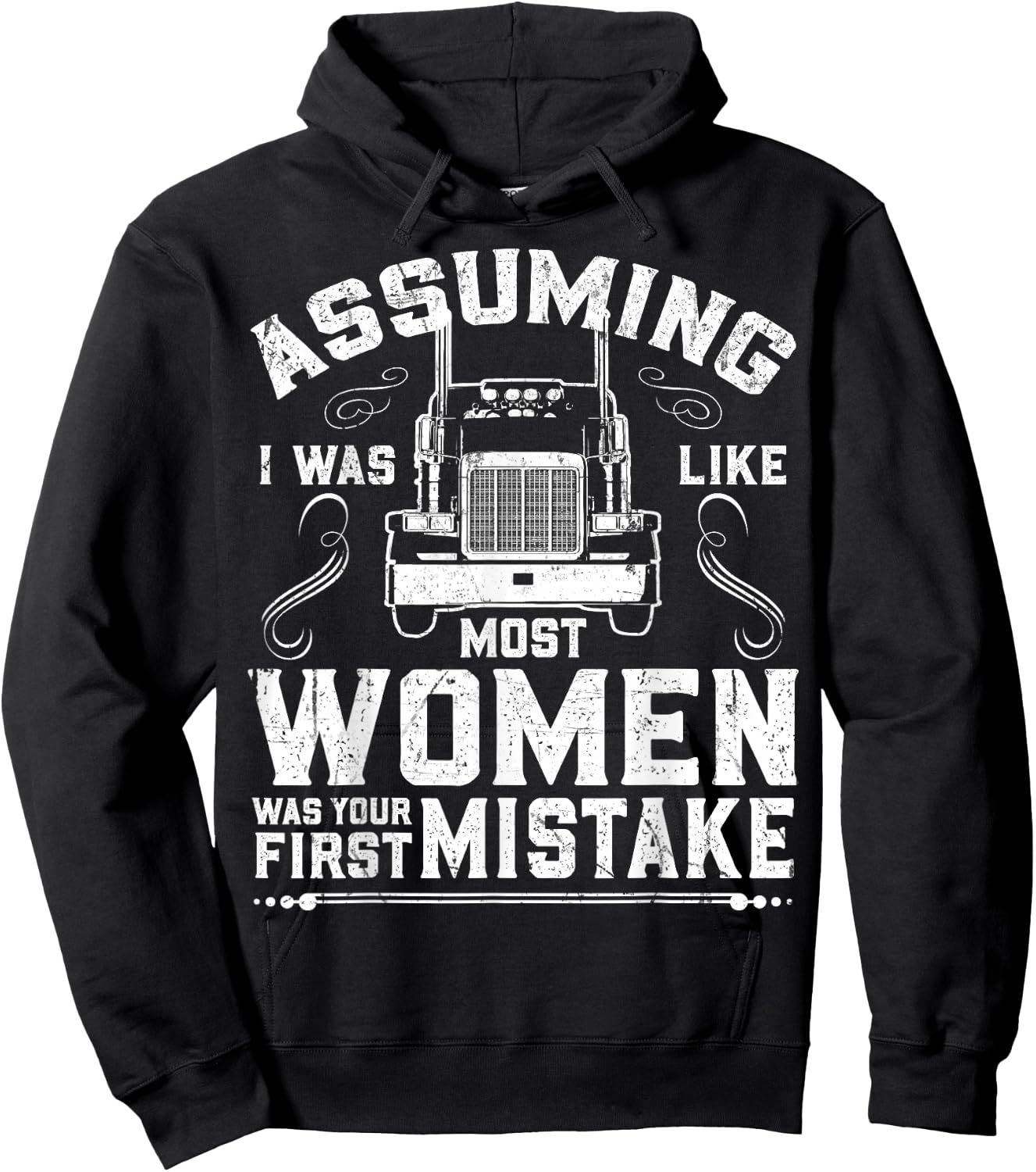 Woman Trucker Female Truck Driver Hoodie - Hoodie | Black