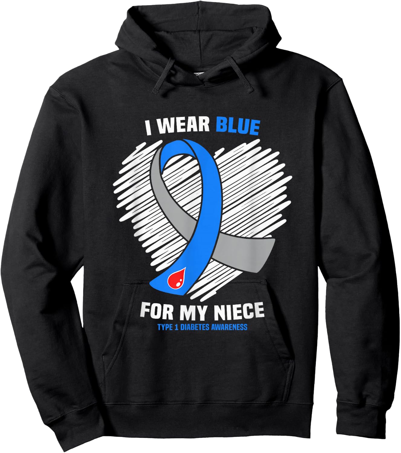 I Wear Blue For My Niece Type 1 Diabetes Awareness Hoodie - Hoodie | Black