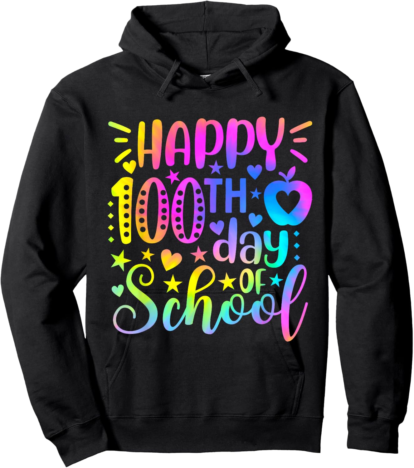 Happy 100th Day Of School Tie Dye 100 Days Smarter Students Hoodie - Hoodie | Black