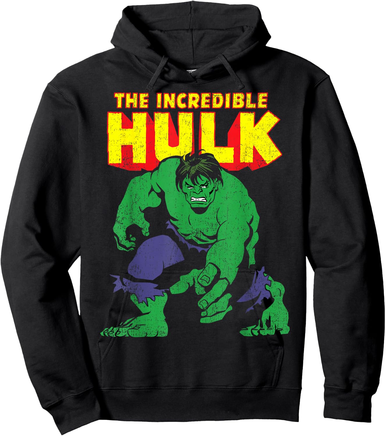 Marvel Classic The Incredible Hulk Distressed Portrait Small Hoodie - Hoodie | Black