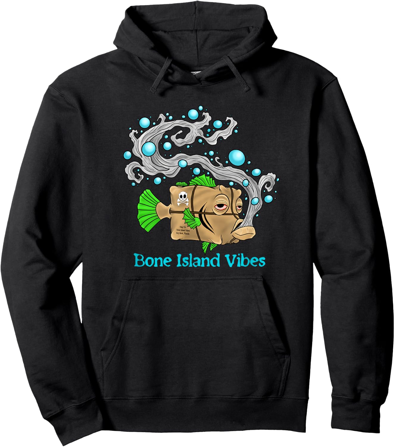 Bone Island Vibes Square Grouper Hoodie - Hoodie | Black