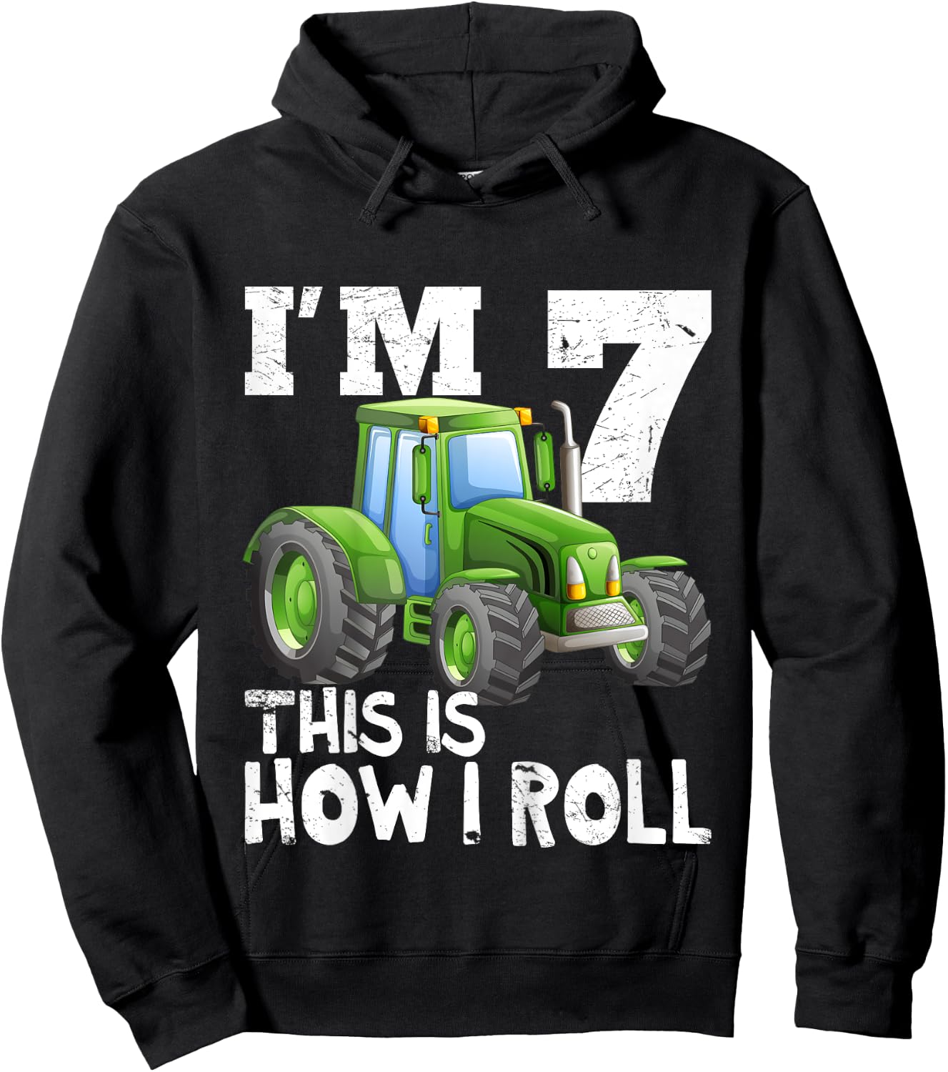 Kids Farm Tractor 7th Birthday Party Shirt 7 Years Old Hoodie - Hoodie | Black