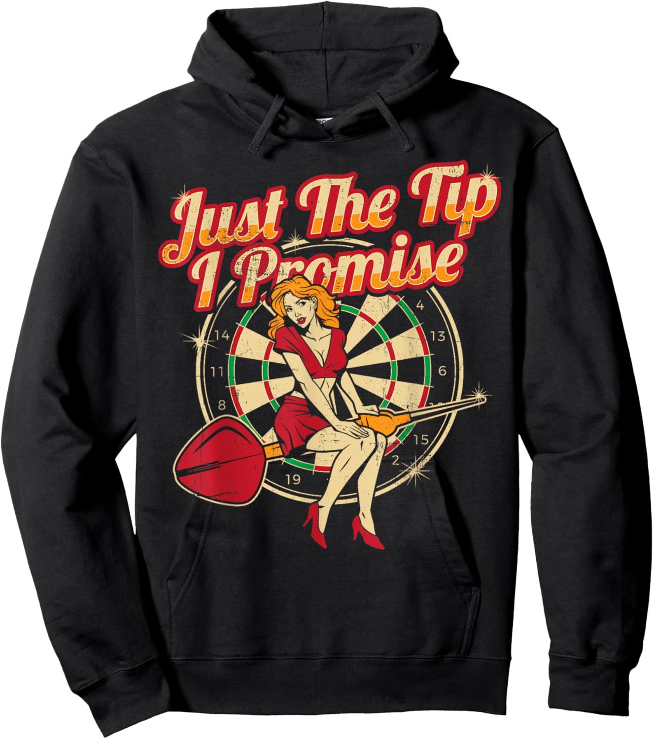Just The Tip I Promise Darts Player Gifts Sexy Pinup Girl Hoodie - Hoodie | Black