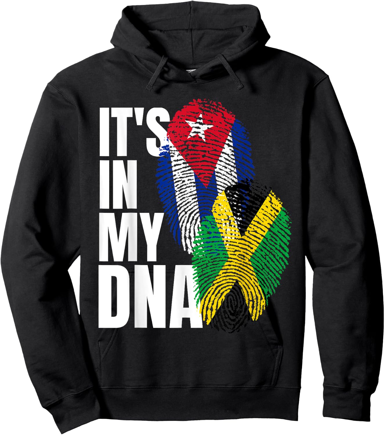 Jamaican And Cuban Mix DNA Heritage Flag Hoodie - Hoodie | Black