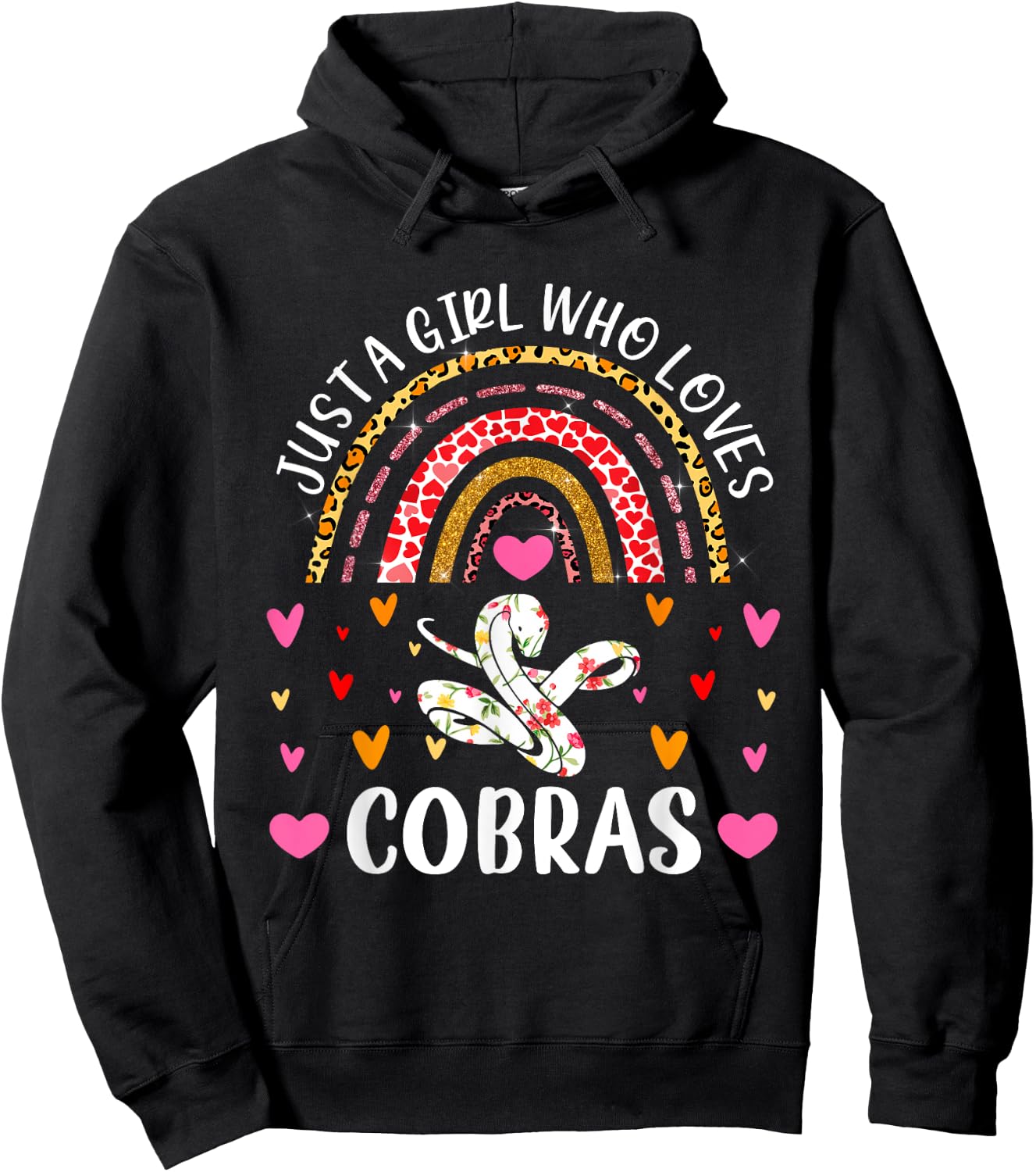 Just A Girl Who Loves Cobras Rainbow Cobra Lover Hoodie - Hoodie | Black