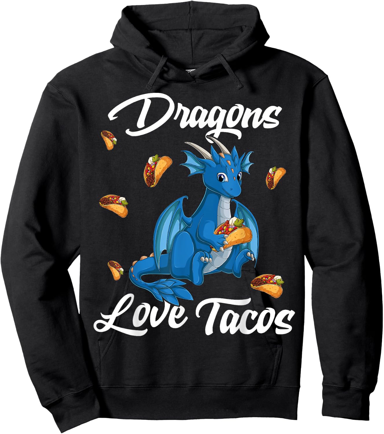 Dragons Love Tacos Mexican Food For Kids boys girls pjs Hoodie - Hoodie | Black