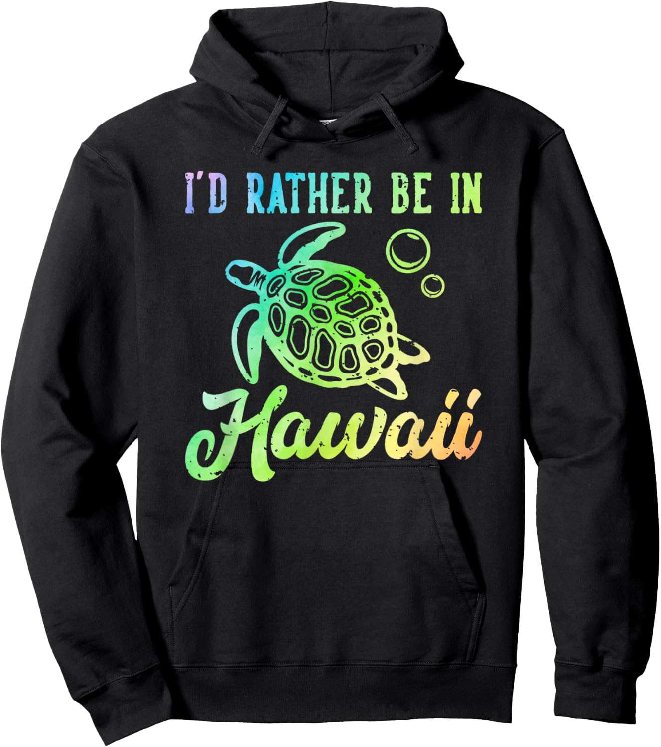 Rather Be in Hawaii Honu Rainbow Tie Dye Hawaiian Sea Turtle Hoodie - Hoodie | Black