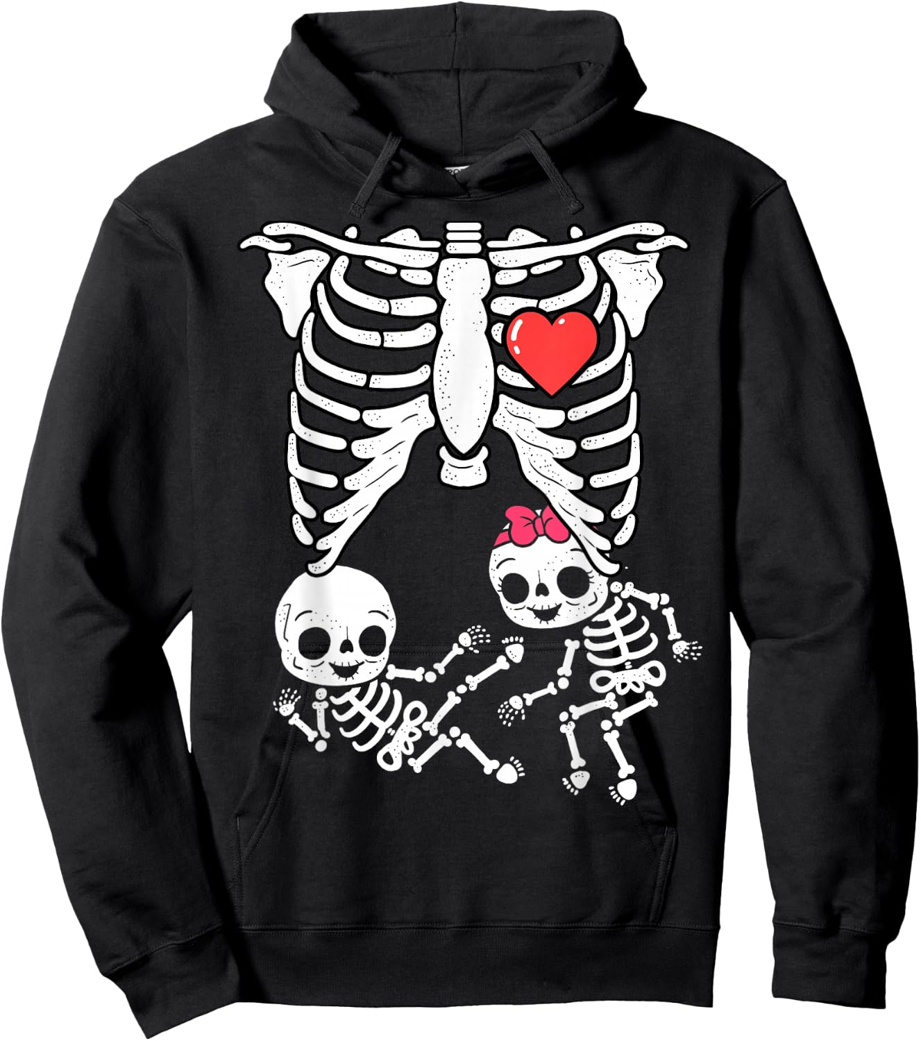 Skeleton Pregnancy Announcement Shirt Boy Girl Twins Xray Hoodie - Hoodie | Black