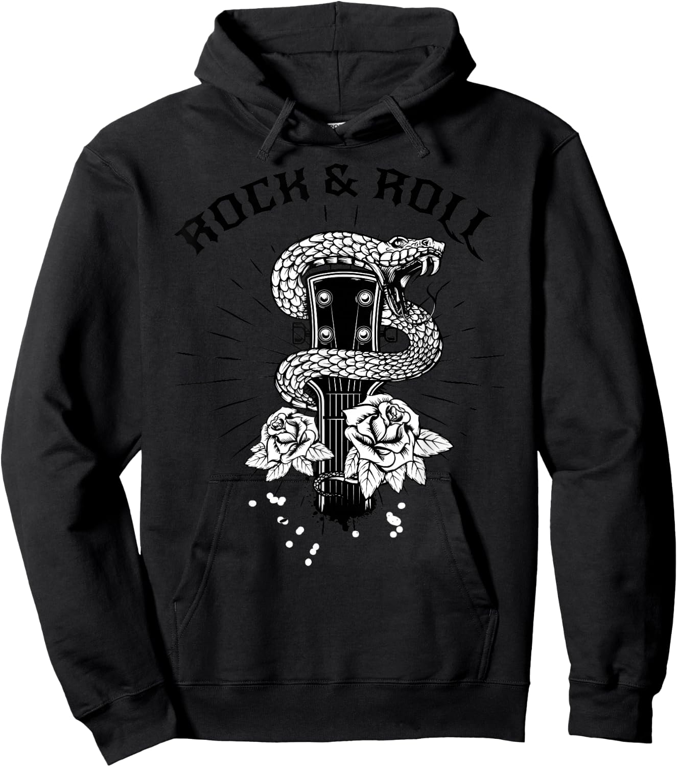 Rock And Roll Snake Roses Hard Rock & Roll Rocker Concert Hoodie - Hoodie | Black