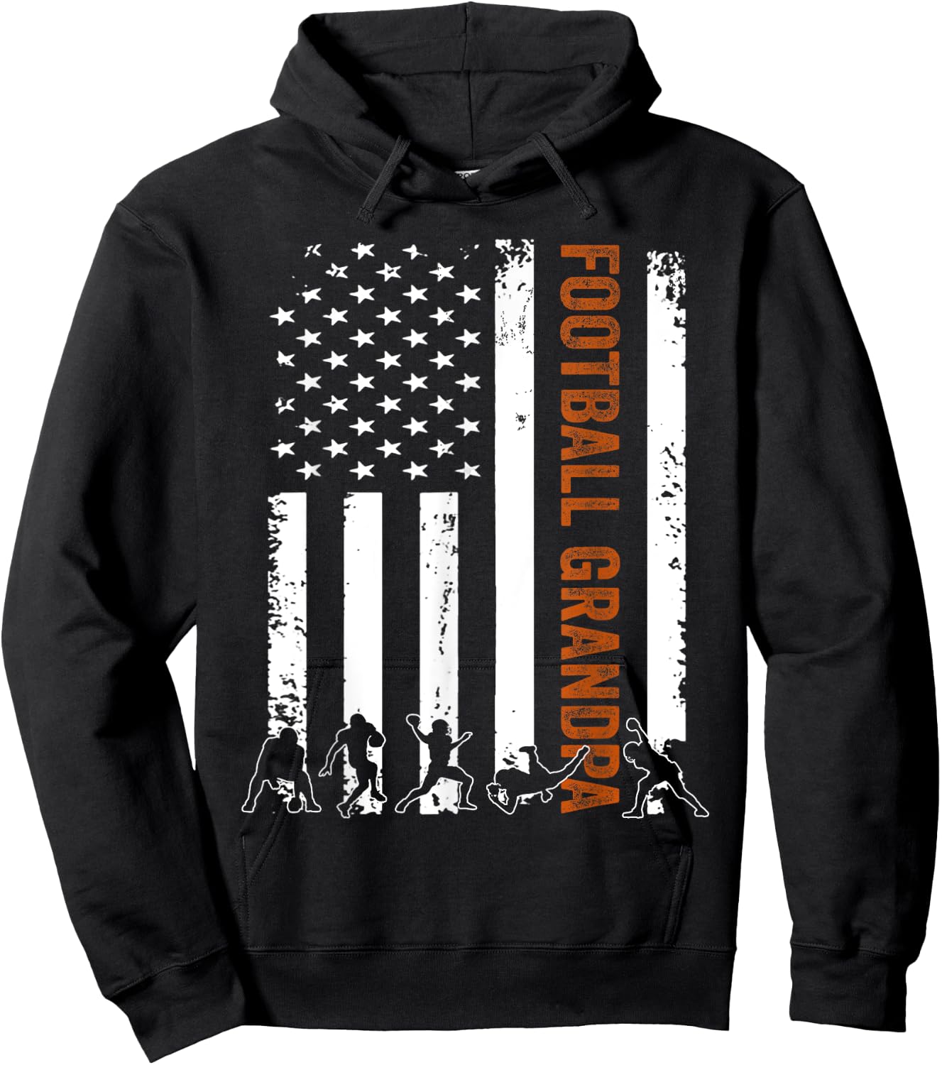 Football Grandpa Flag USA Gift Football Grandpa Hoodie - Hoodie | Black