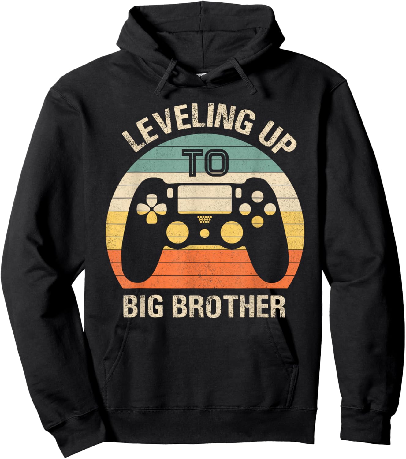 Leveling up to Big Brother 2025 funny gamer vintage kids men Hoodie - Hoodie | Black