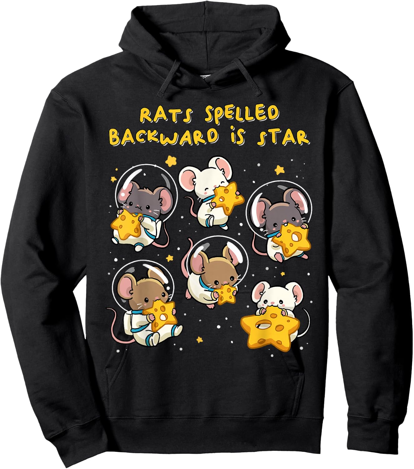 Rats Spelled Backward is Star Funny Space Rat Mice Anagram Hoodie - Hoodie | Black