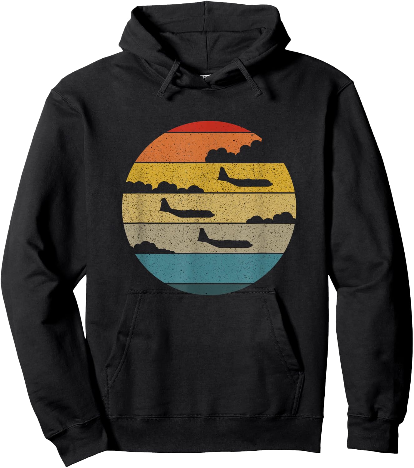 C-130 Hercules Retro Sunset Aeroplane Flying C130 Hoodie - Hoodie | Black