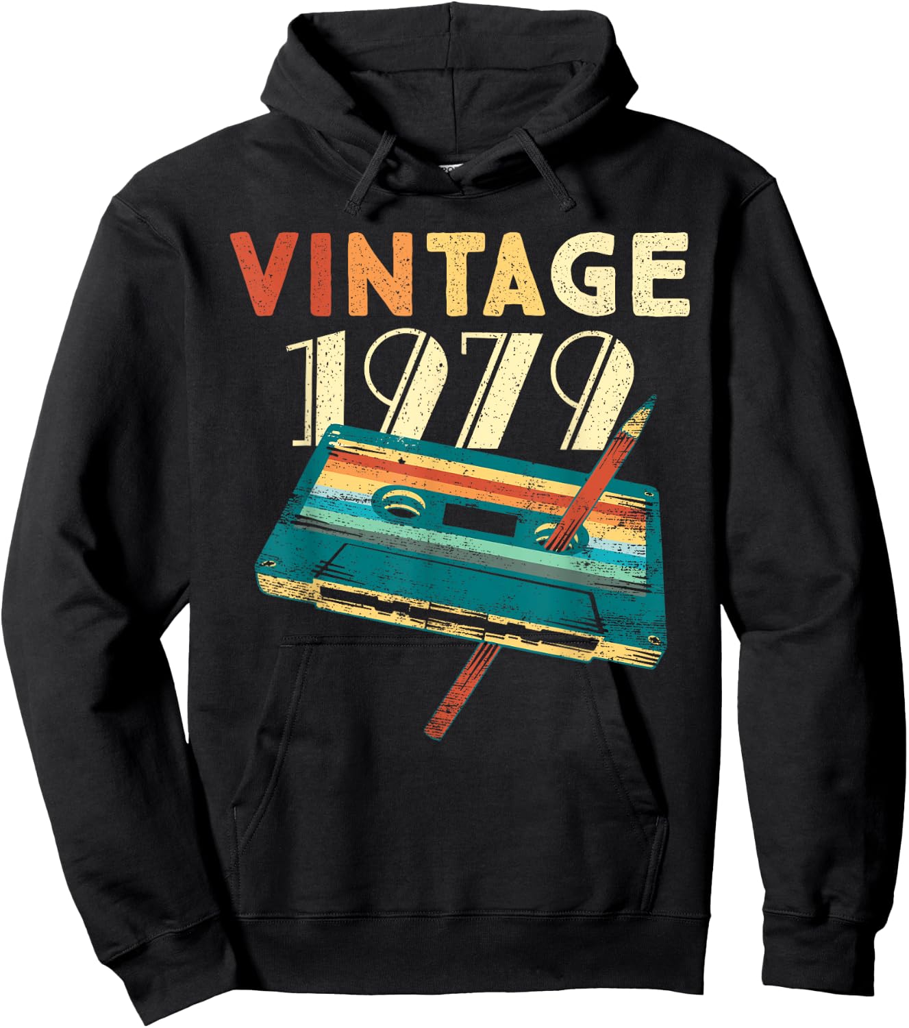 Vintage 1979 Music Cassette 46th Birthday Gifts 46 Years Old Hoodie - Hoodie | Black