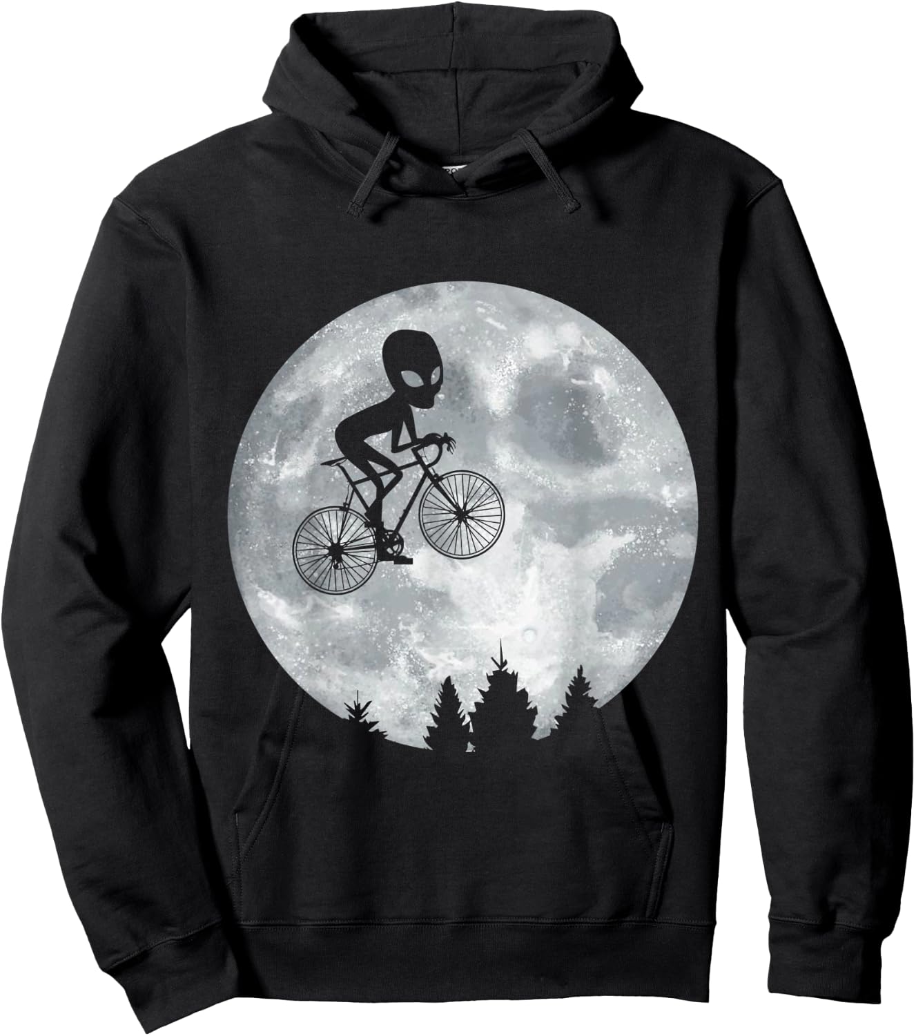 ALIEN Riding Moon Bike Halloween Lunar Cycling Cyclist Hoodie - Hoodie | Black