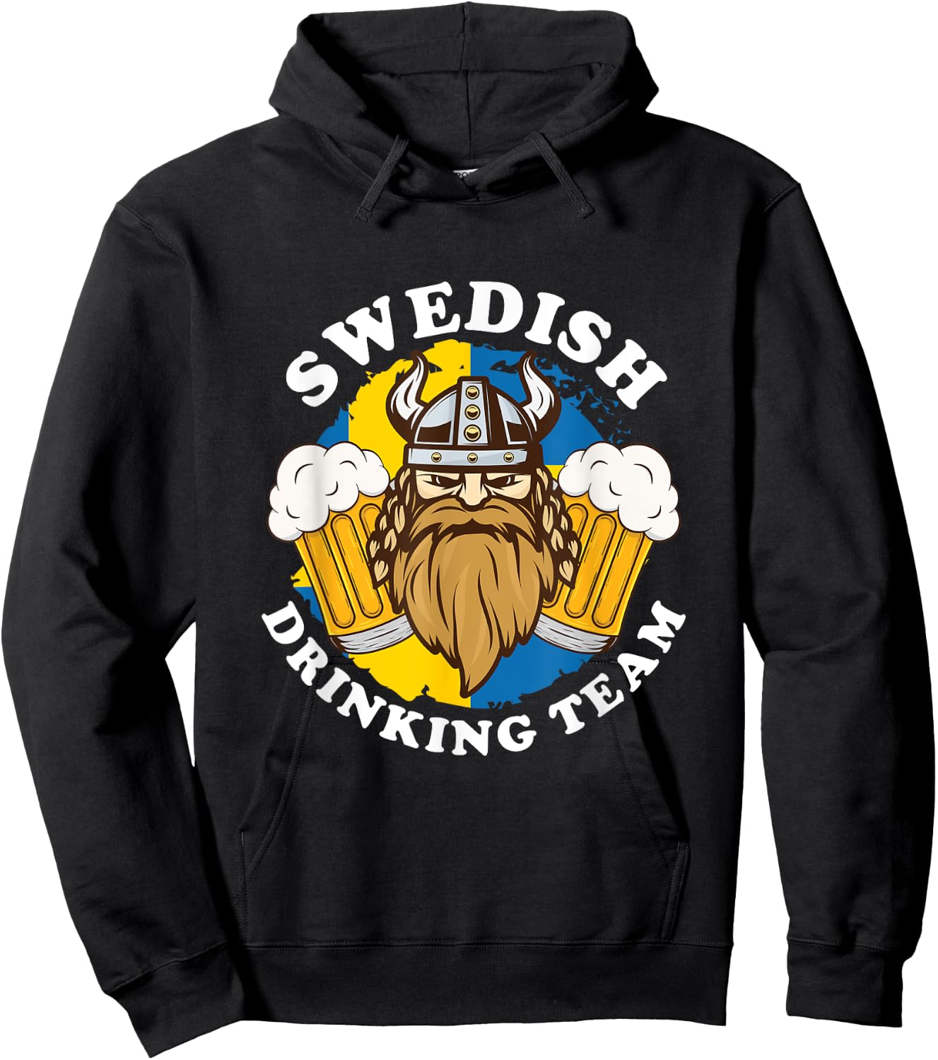 Swedish Drinking Team Beer Alcohol Party Sweden Flag Viking Hoodie - Hoodie | Black