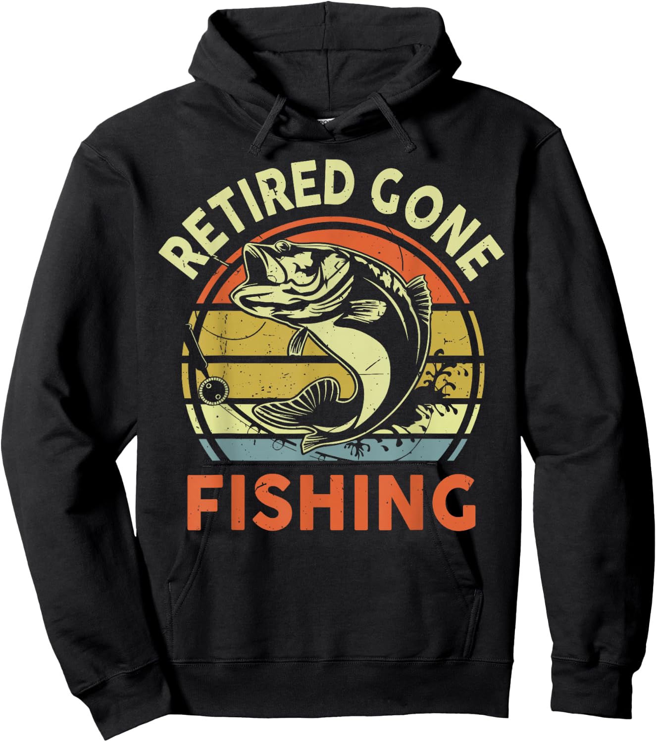 Retired Gone Fishing Retirement Gift Funny Bad Bass Grandpa Hoodie - Hoodie | Black