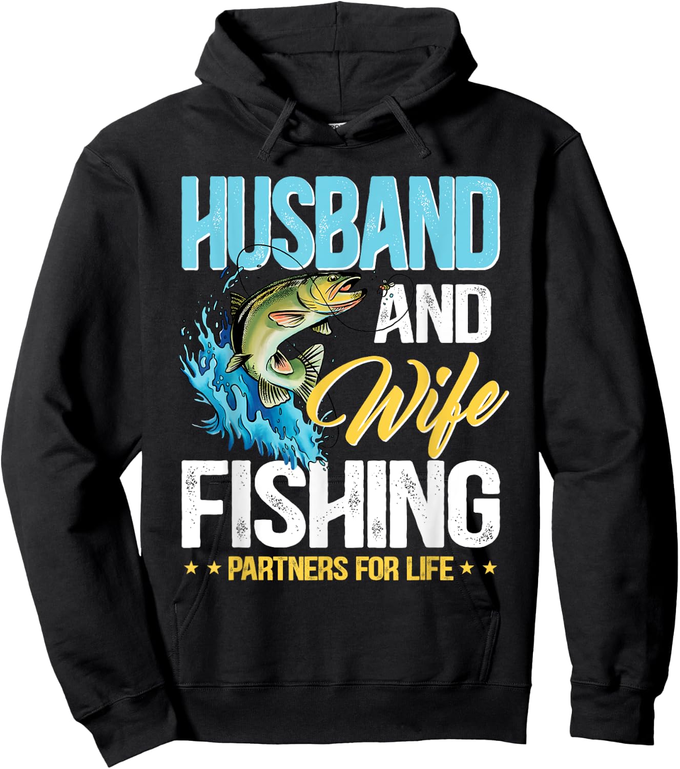 Husband and wife fishing partners for life Hoodie - Hoodie | Black