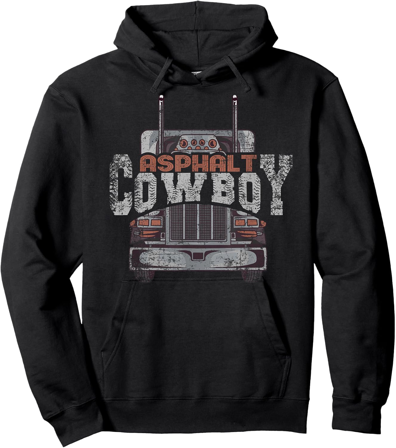 Asphalt Cowboy Cool Truck Driver Design Trucker Hoodie - Hoodie | Black