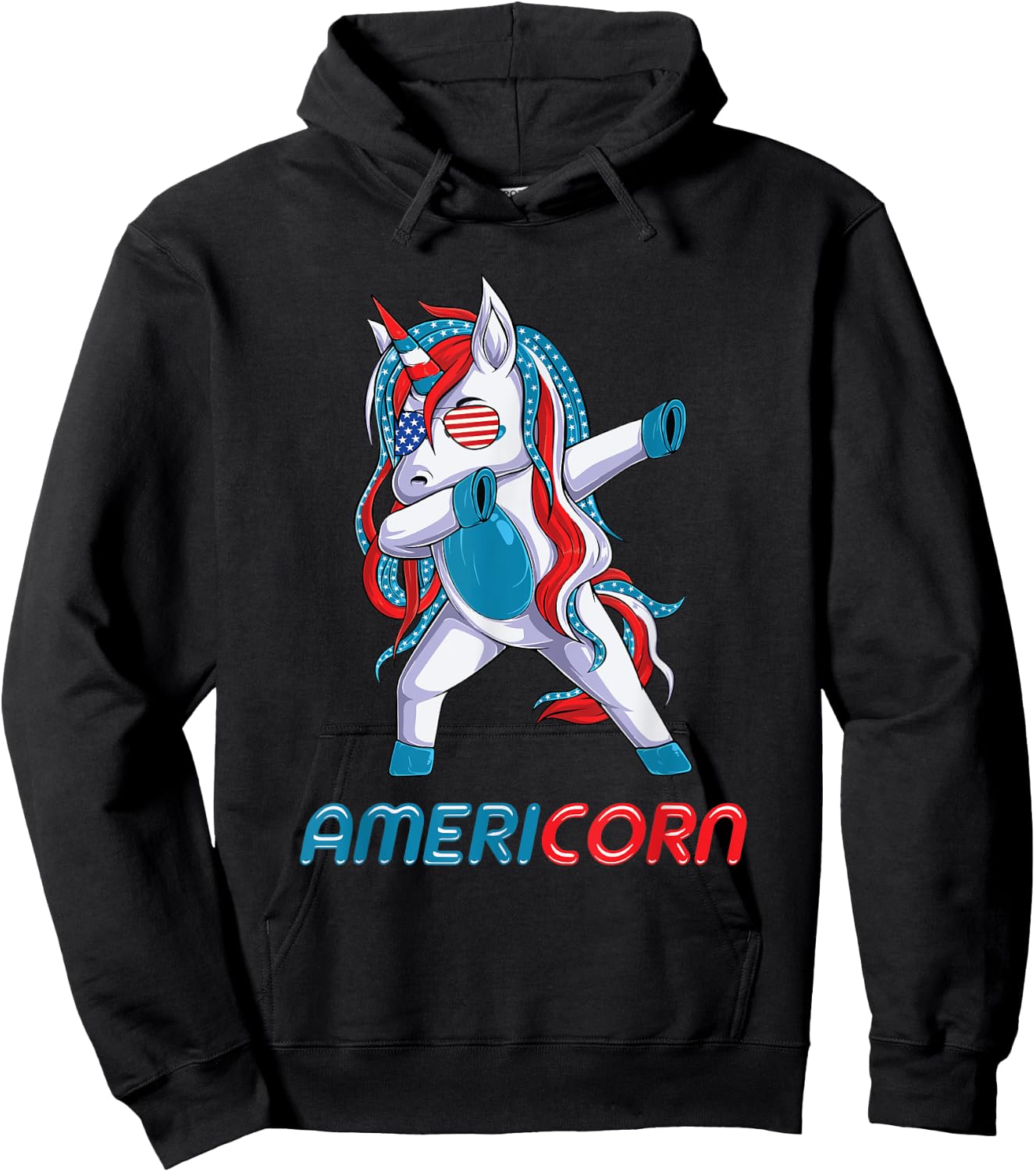 Dabbing Americorn Unicorn 4th Of July Mericorn Merica Kids Hoodie - Hoodie | Black