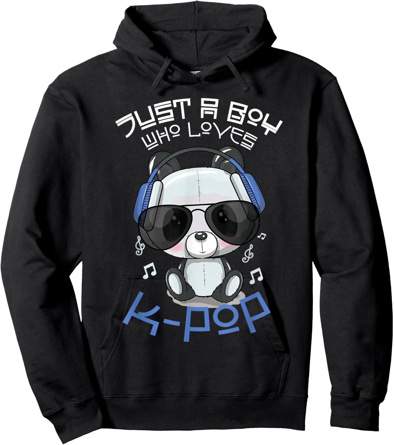 Just A Boy Who Loves K-Pop Korean Pop Music Korea Panda Hoodie - Hoodie | Black