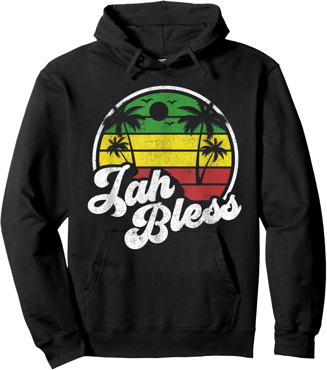 Jah Bless Vintage Jamaica Reggae Jamaican Vacation Gift Hoodie - Hoodie | Black