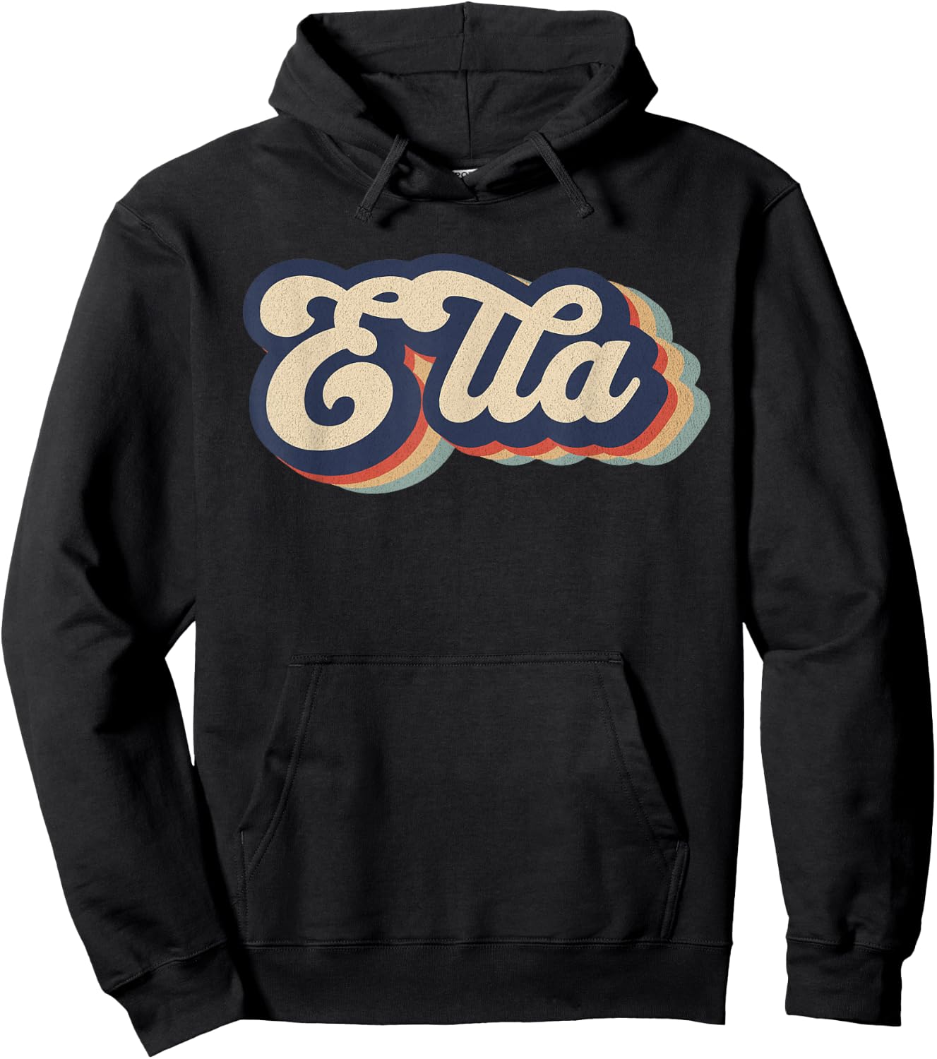 Retro Vintage Ella Name Personalized Hoodie - Hoodie | Black