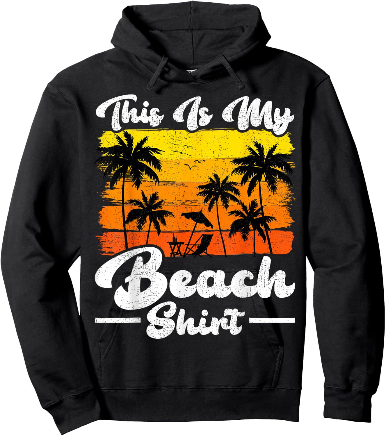 Summer Vacation Vintage Retro Palm Tree This Is My Beach Women Girls Kids Hoodie - Hoodie | Black