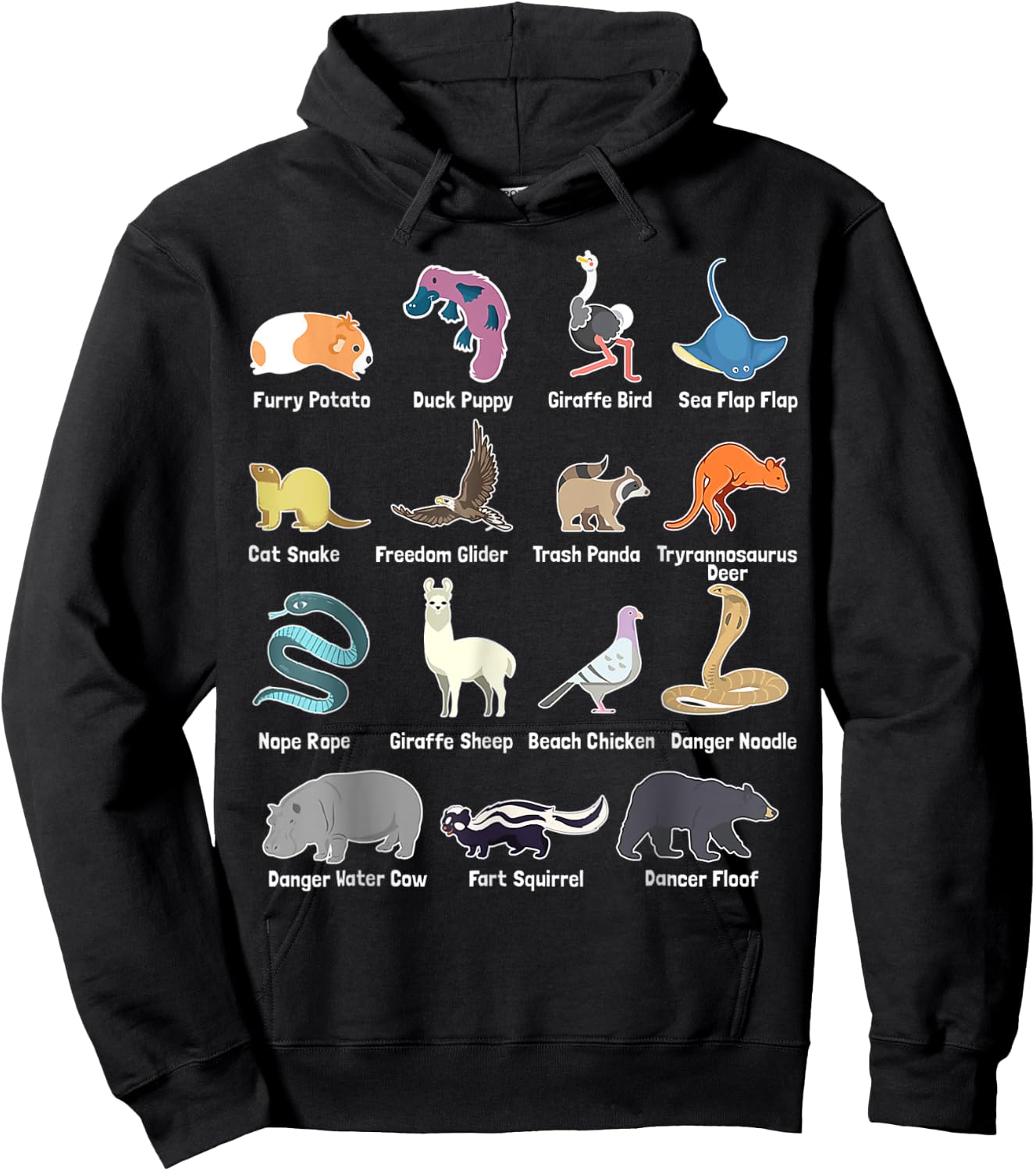 Animals Of The World - Rare Exotic Animals Funny Memes Gift Hoodie - Hoodie | Black
