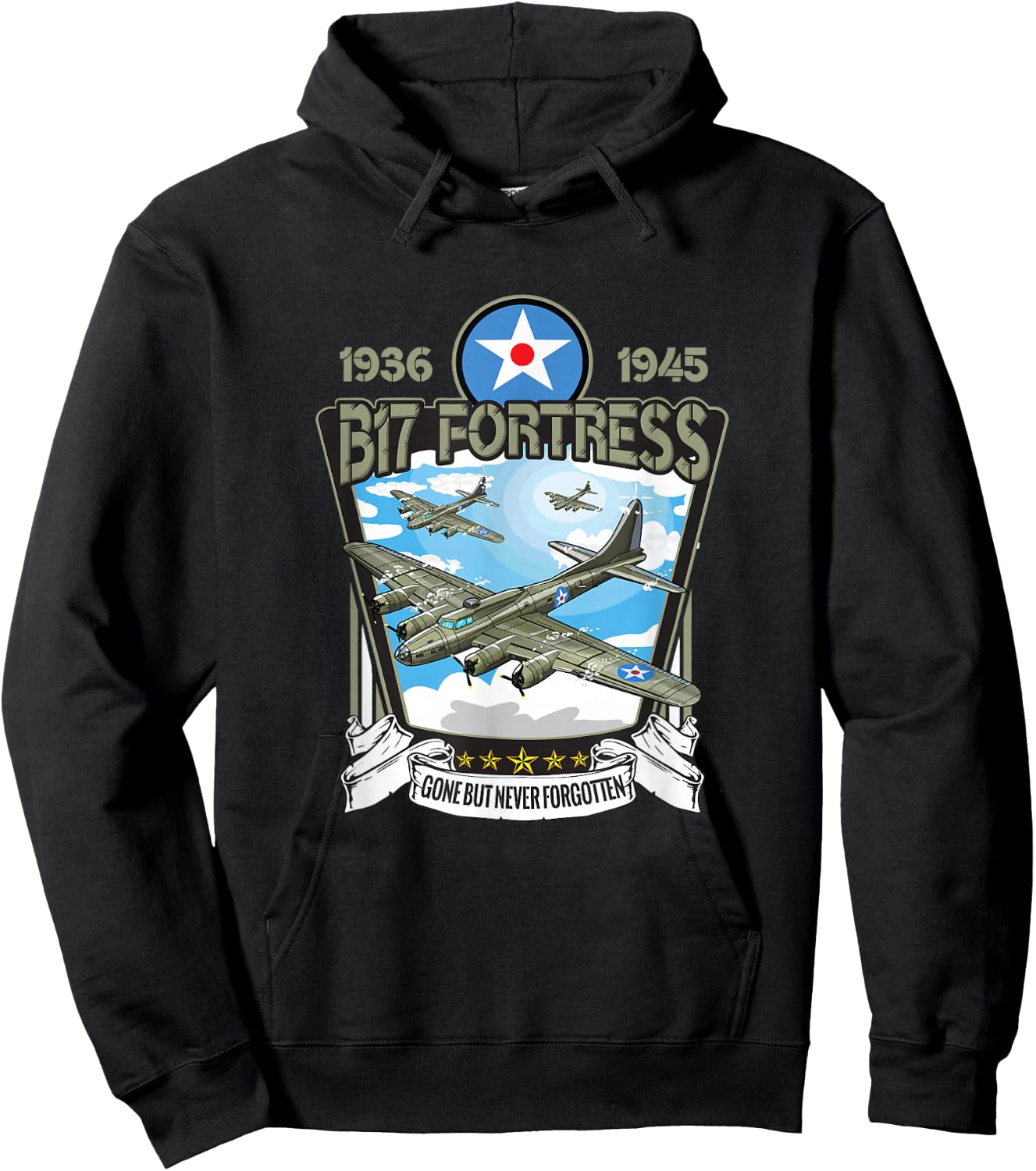 American WW2 Aircraft B-17 Flying Fortress Bomber Hoodie - Hoodie | Black