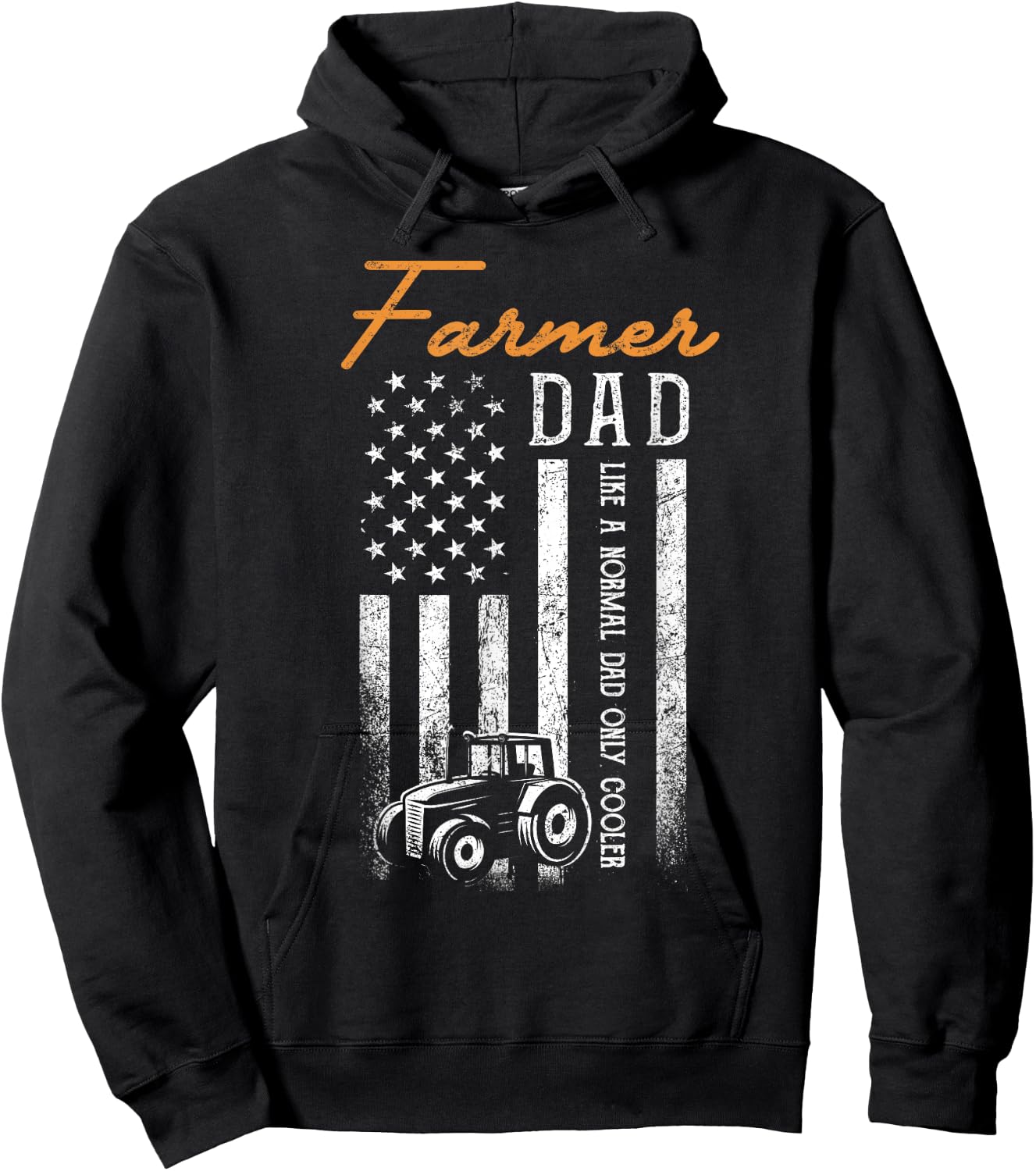 Farmer Dad Like A Normal Dad Only Cooler USA Flag Farming Hoodie - Hoodie | Black