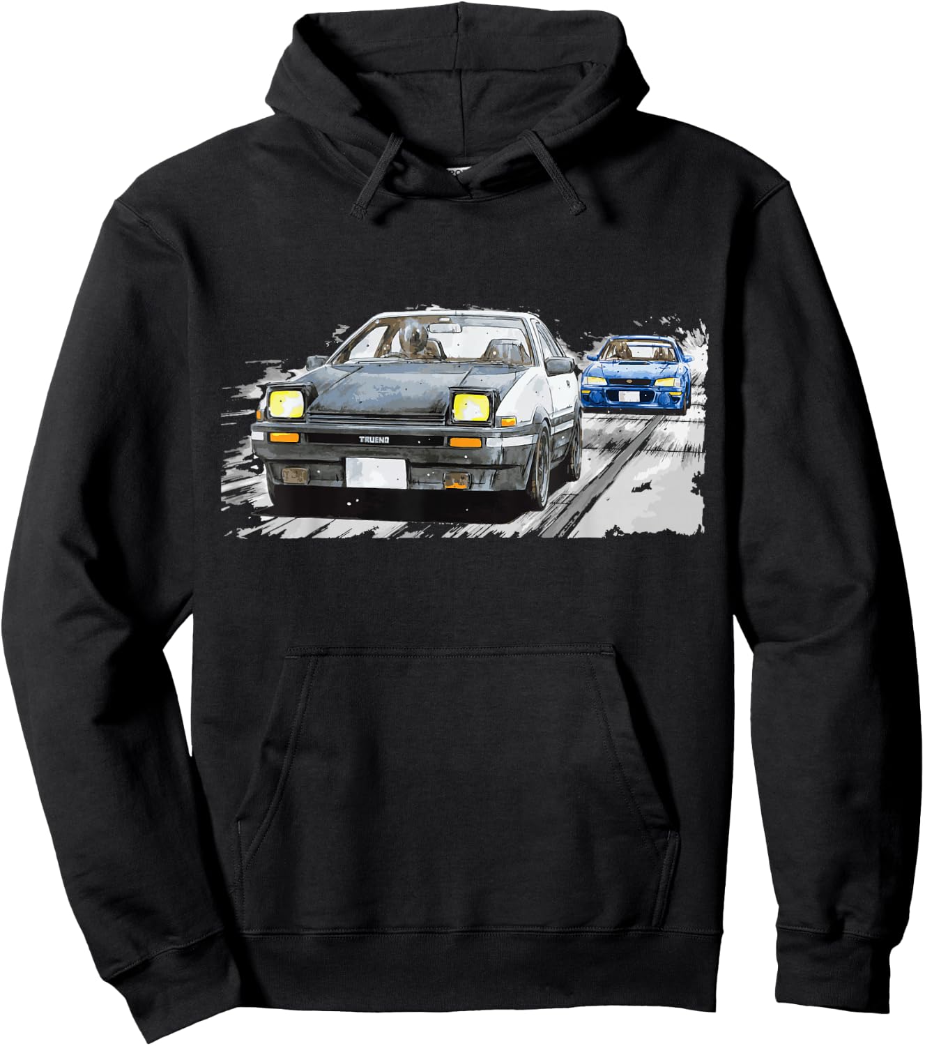 JDM Car Street Drift Race - 86 VS gc8 version 5 anime rally Hoodie - Hoodie | Black