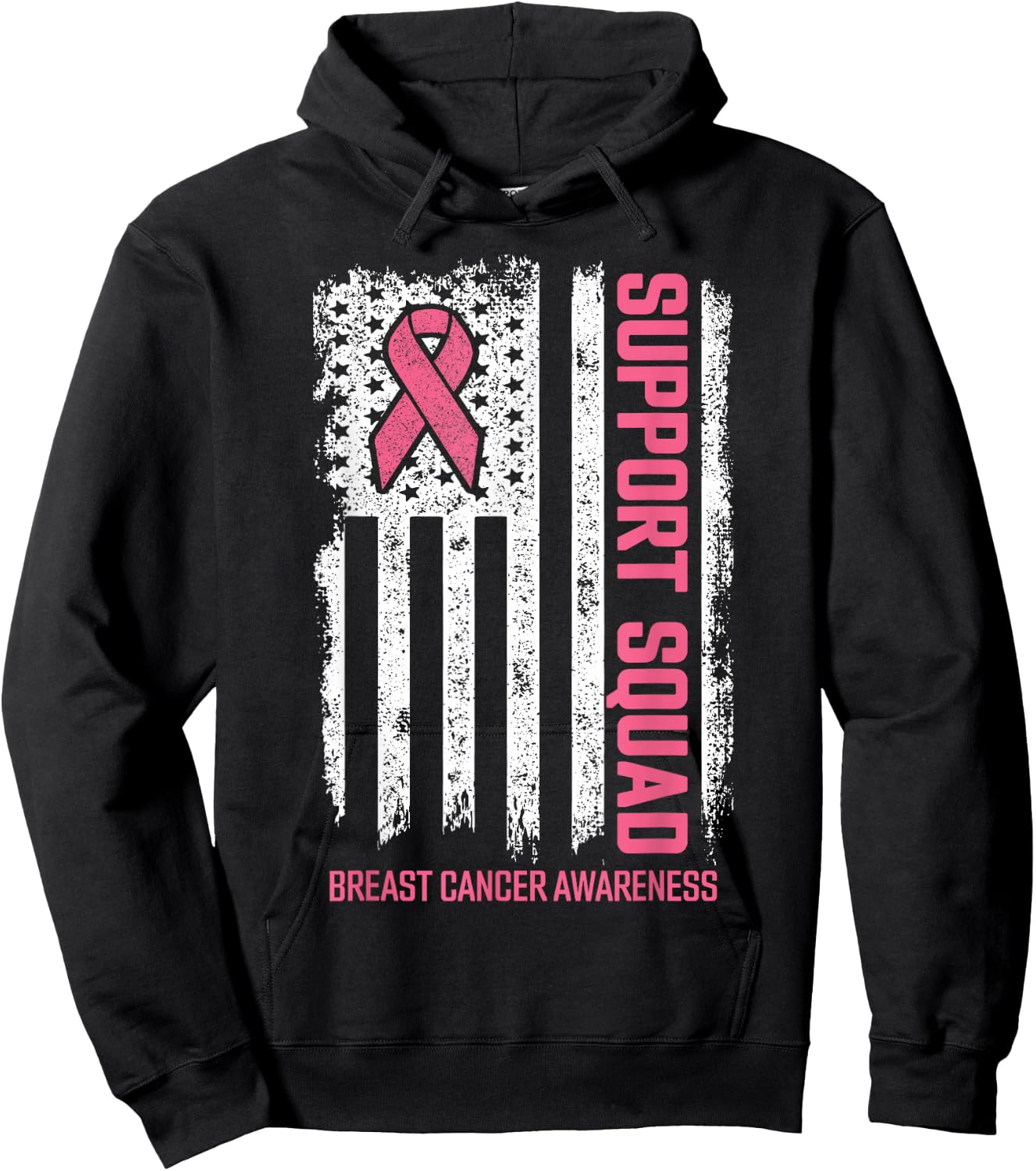 Breast Cancer Support Squad Breast Cancer Awareness Hoodie - Hoodie | Black