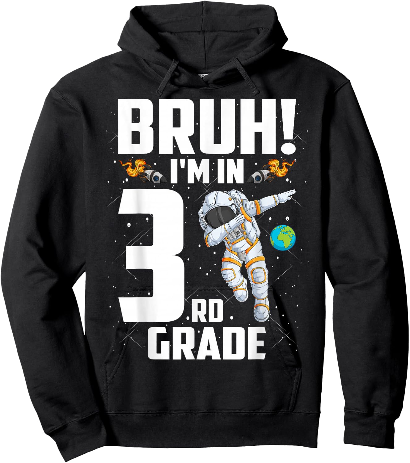 Third Grade Dabbing Boy Astronaut Bruh i'm in 3rd Grade Hoodie - Hoodie | Black