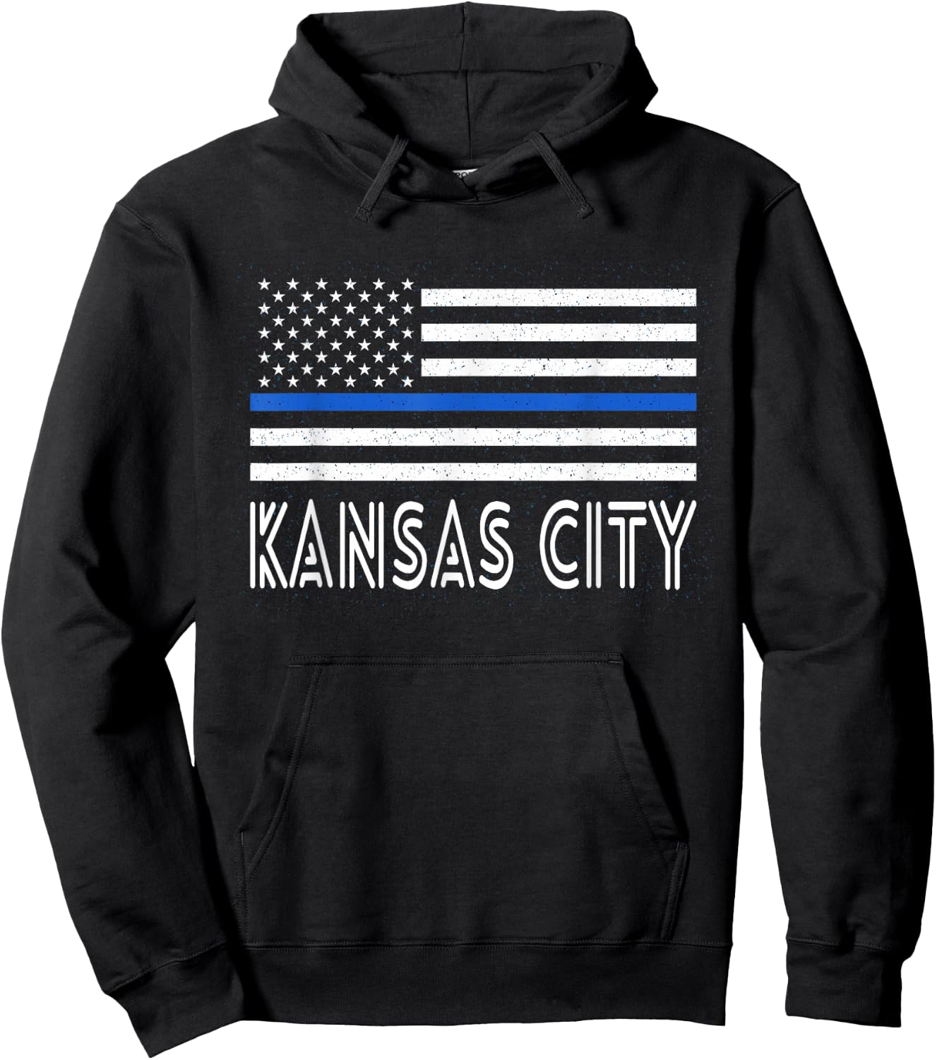 Thin Blue Line Heart Kansas City Police Officer Hoodie - Hoodie | Black