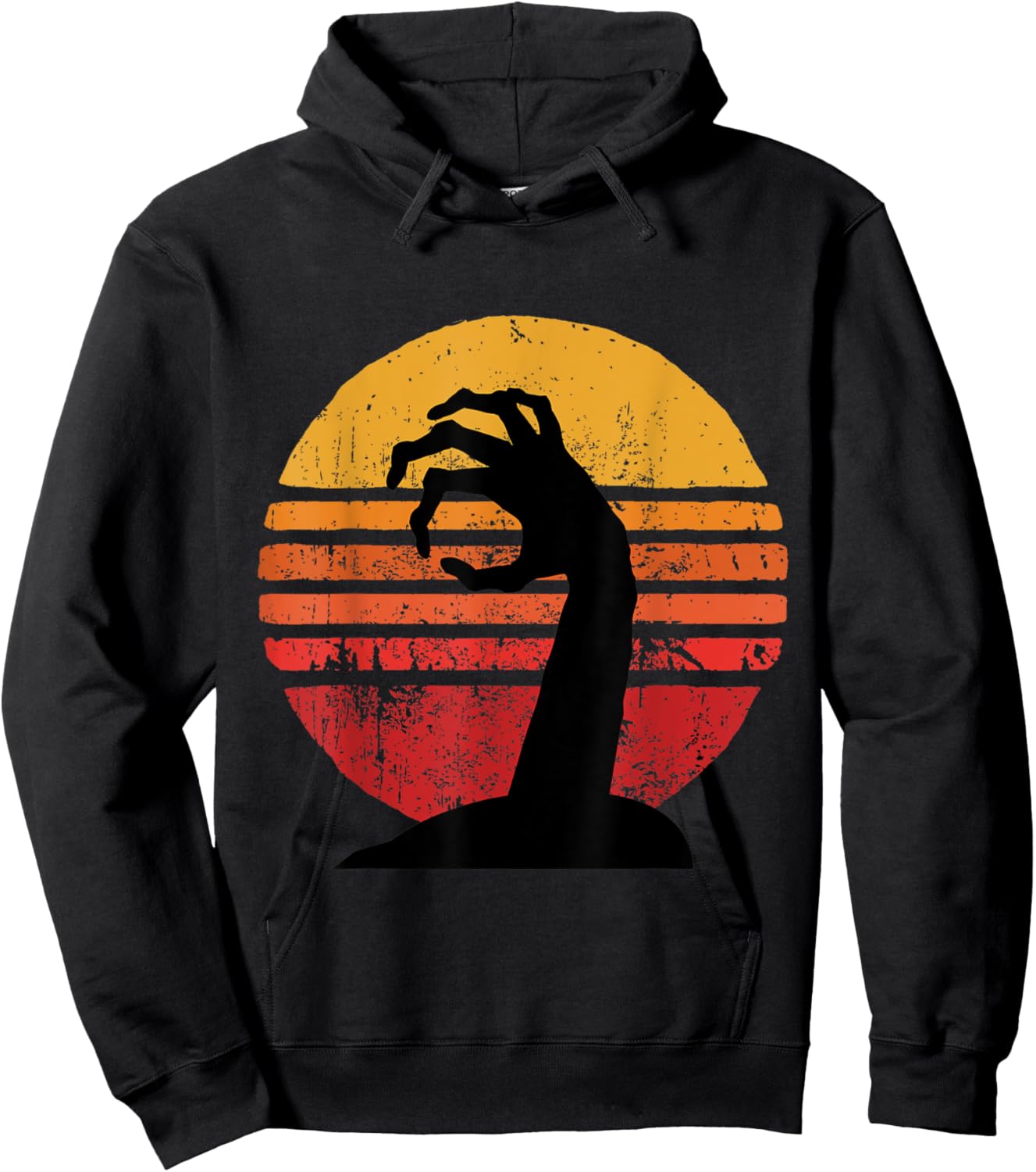 Vintage Zombie Shirt Halloween 2021 Retro Zombie Hand Hoodie - Hoodie | Black