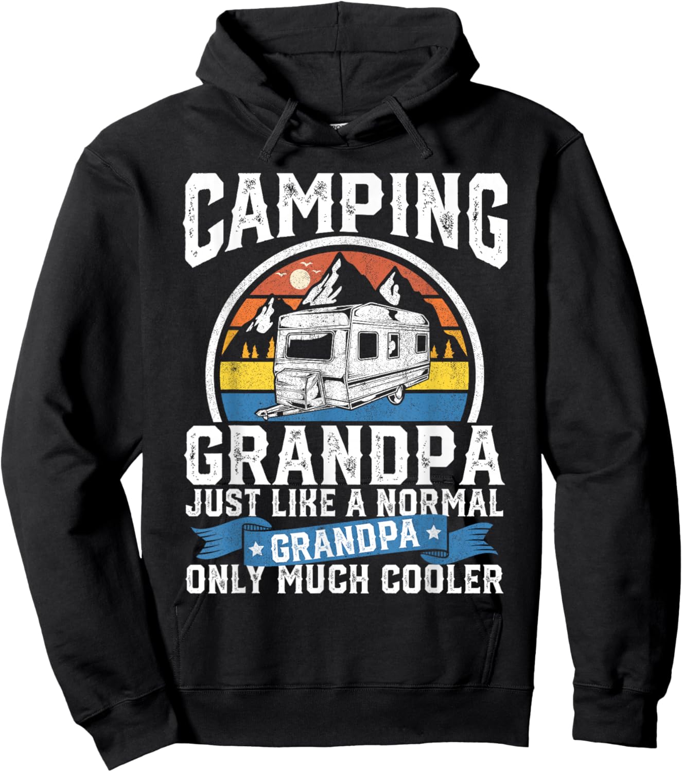 Camping Grandpa Funny Camper RV Retro Papa Outdoors Gift Hoodie - Hoodie | Black